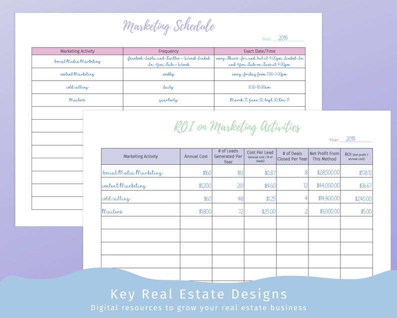 Real Estate Marketing Tracker Sheets Simple real estate agent Etsy