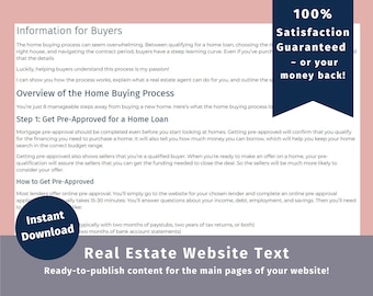 Real Estate Website Text Pack, Agent Website Copy (Digital Download)