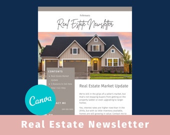 Real Estate Newsletter Template: Customizable Canva Design (Digital Download)