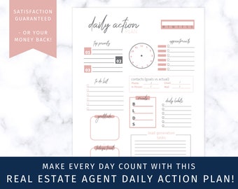 Real Estate Agent Daily Action Plan Printable (Digital Download)