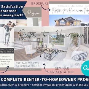 The Complete Renter-to-Homeowner Program: All real estate marketing materials in customizable Canva templates for agents to reach buyers image 1