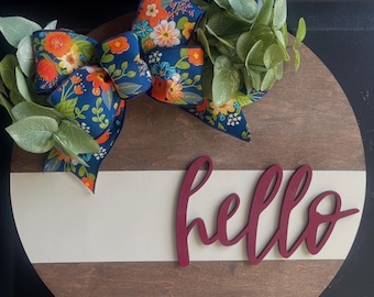 Hello fall front door sign, hello fall front door wreath, fall sign wreath, autumn decor, autumn wreath, autumn sign, orange wreath, leaves