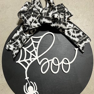 Boo halloween sign, spider web sign, halloween front door decor, boo wreath, halloween wreath