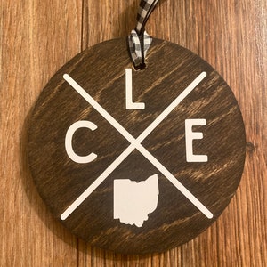 Cleveland Browns ornament, Cleveland cavaliers ornament, Cleveland ornament, Ohio ornament, custom ornament, CLE ornament