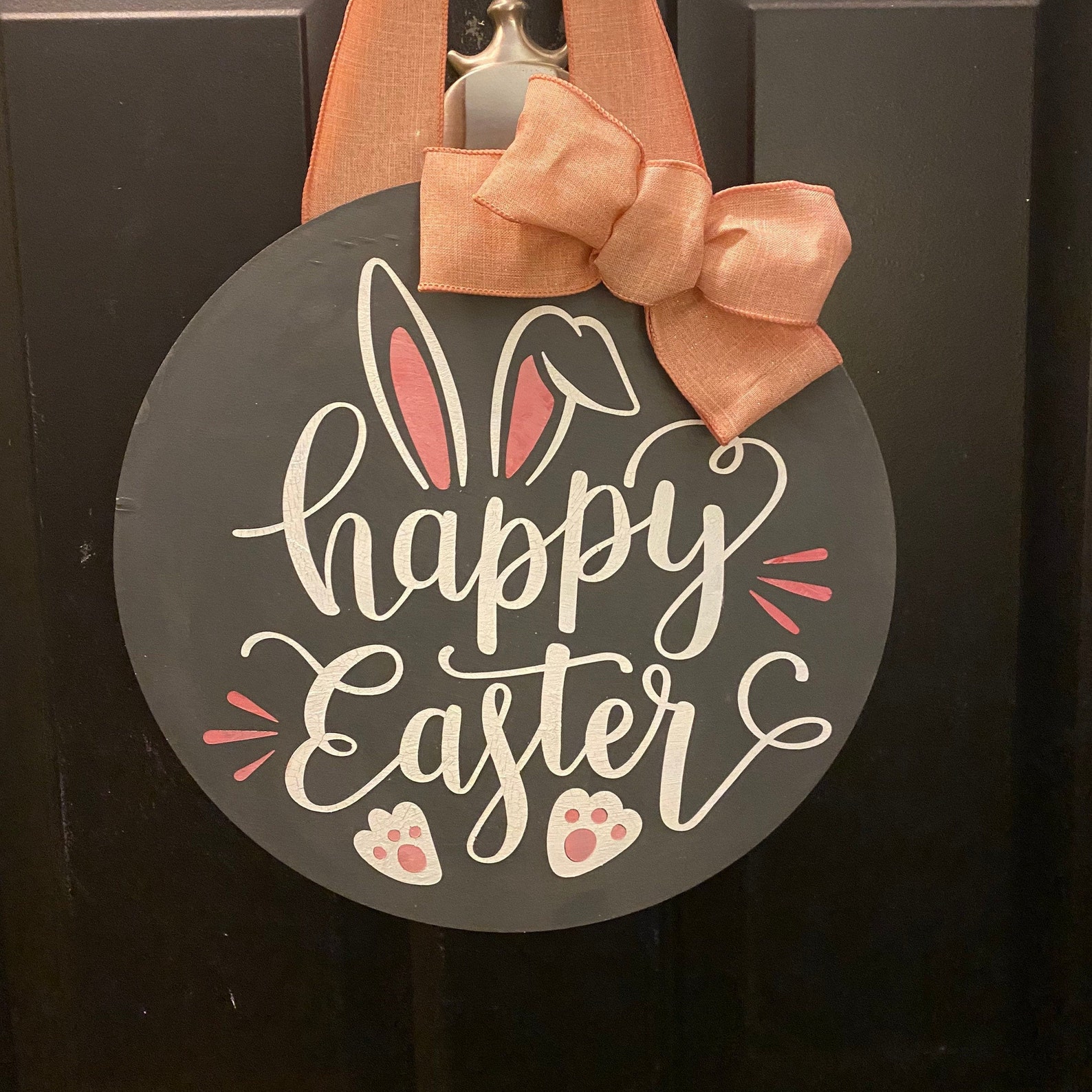 Easter Wreath Easter Door Sign Easter Door Hanger Happy | Etsy