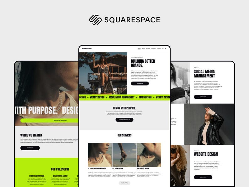Squarespace Examples Squarespace 7.1 Website Template, Modern Bold Design for Agencies ...