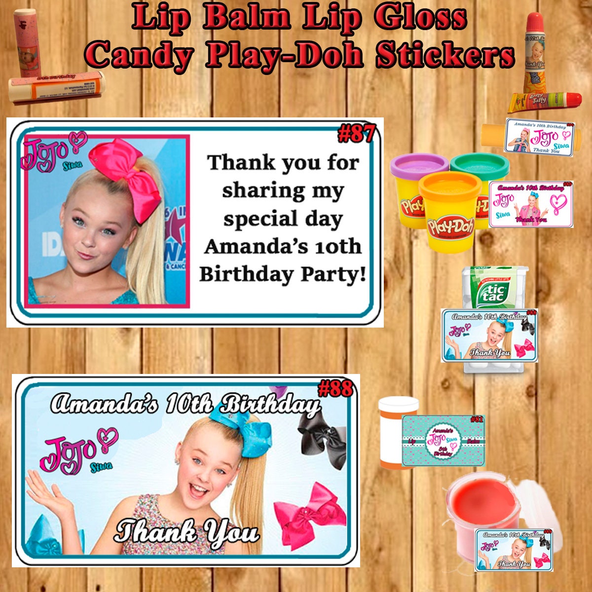 JoJo Siwa Printed Birthday Stickers Labels Candy Favors | Etsy