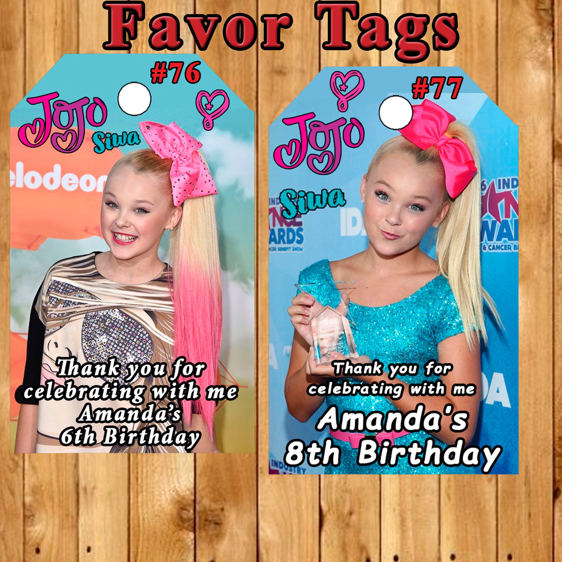 JoJo Siwa Printed Birthday 10 ea Candy Bar Wrappers or Favor | Etsy