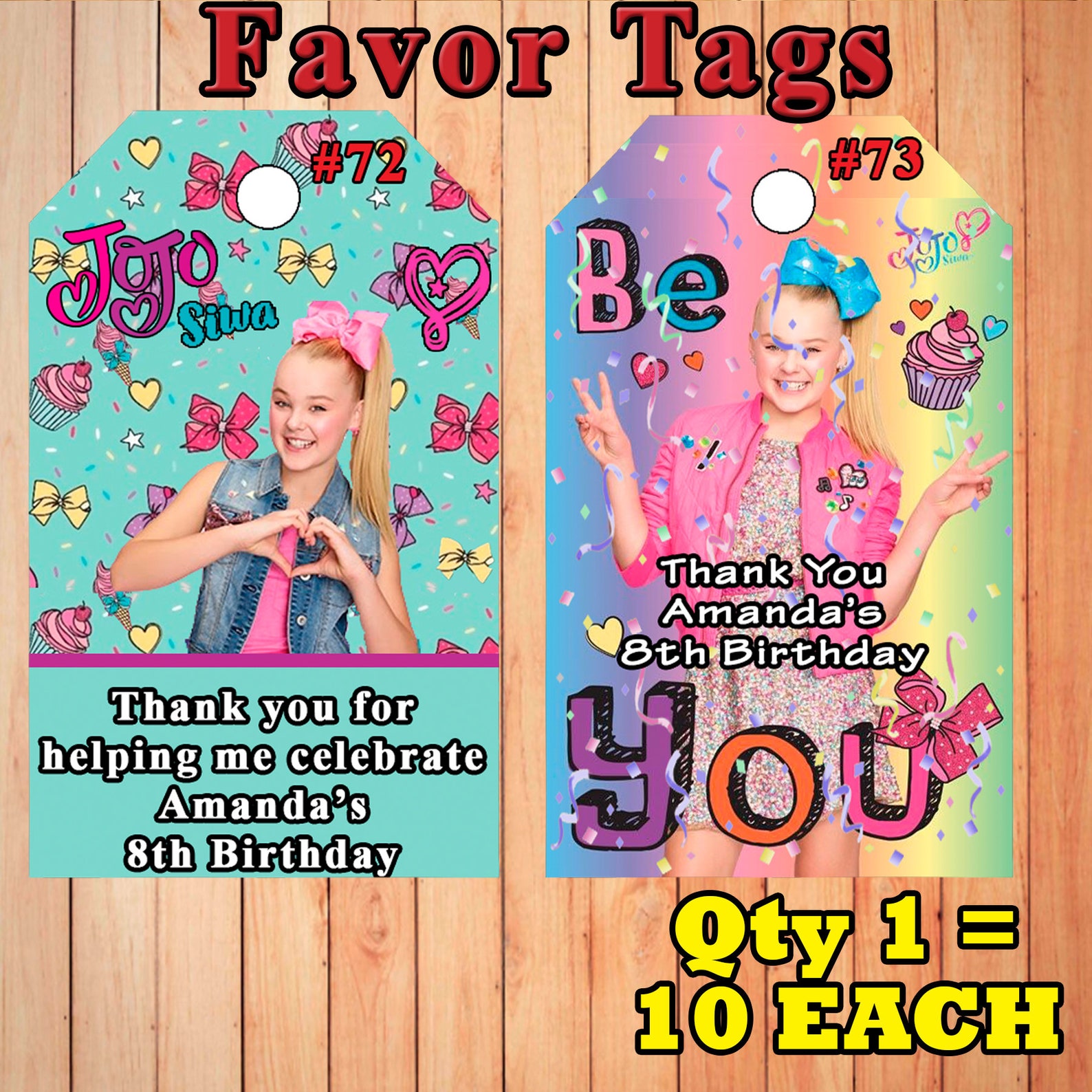 JoJo Siwa Printed Birthday 10 ea Candy Bar Wrappers or Favor | Etsy
