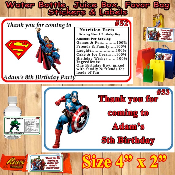 x10-15 Superhero gift tags//party bags//Superhero Parties//Party Supplies//Favours