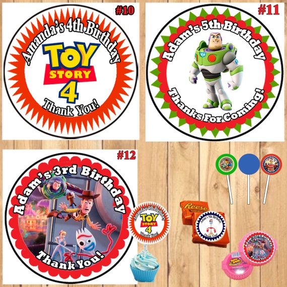 Disney Toy Story 4 Printed Birthday Stickers Labels Round 1 Etsy