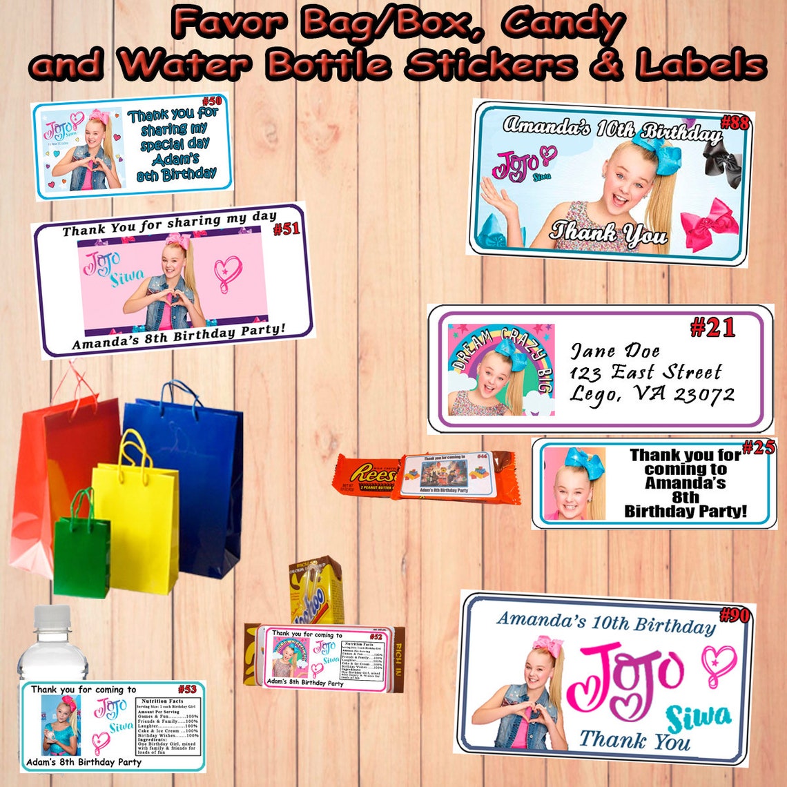 JoJo Siwa Printed Birthday Stickers Labels Candy Favors | Etsy