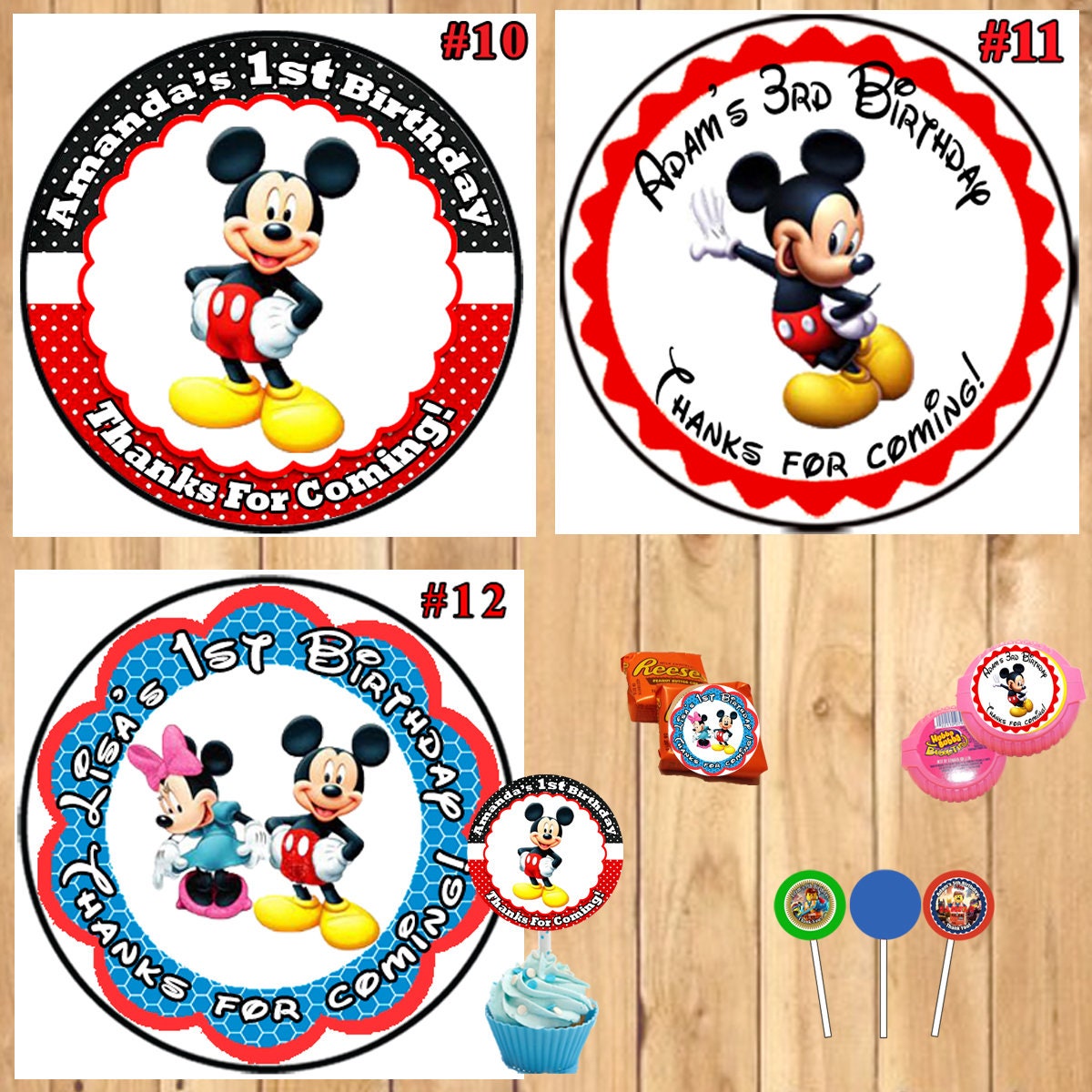 mickey mouse minnie mouse printed birthday stickers labels etsy singapore