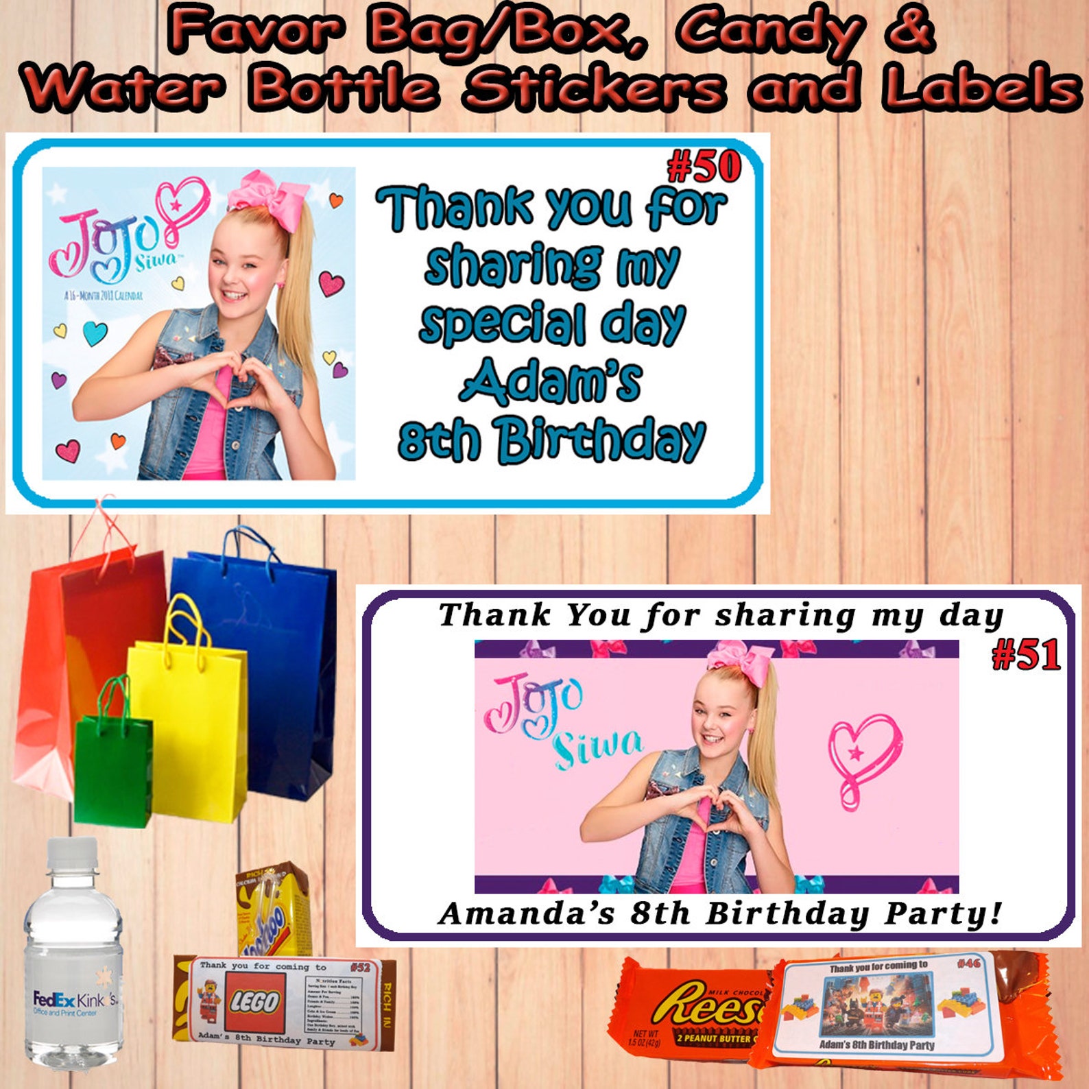 JoJo Siwa Printed Birthday Stickers Labels Candy Favors | Etsy