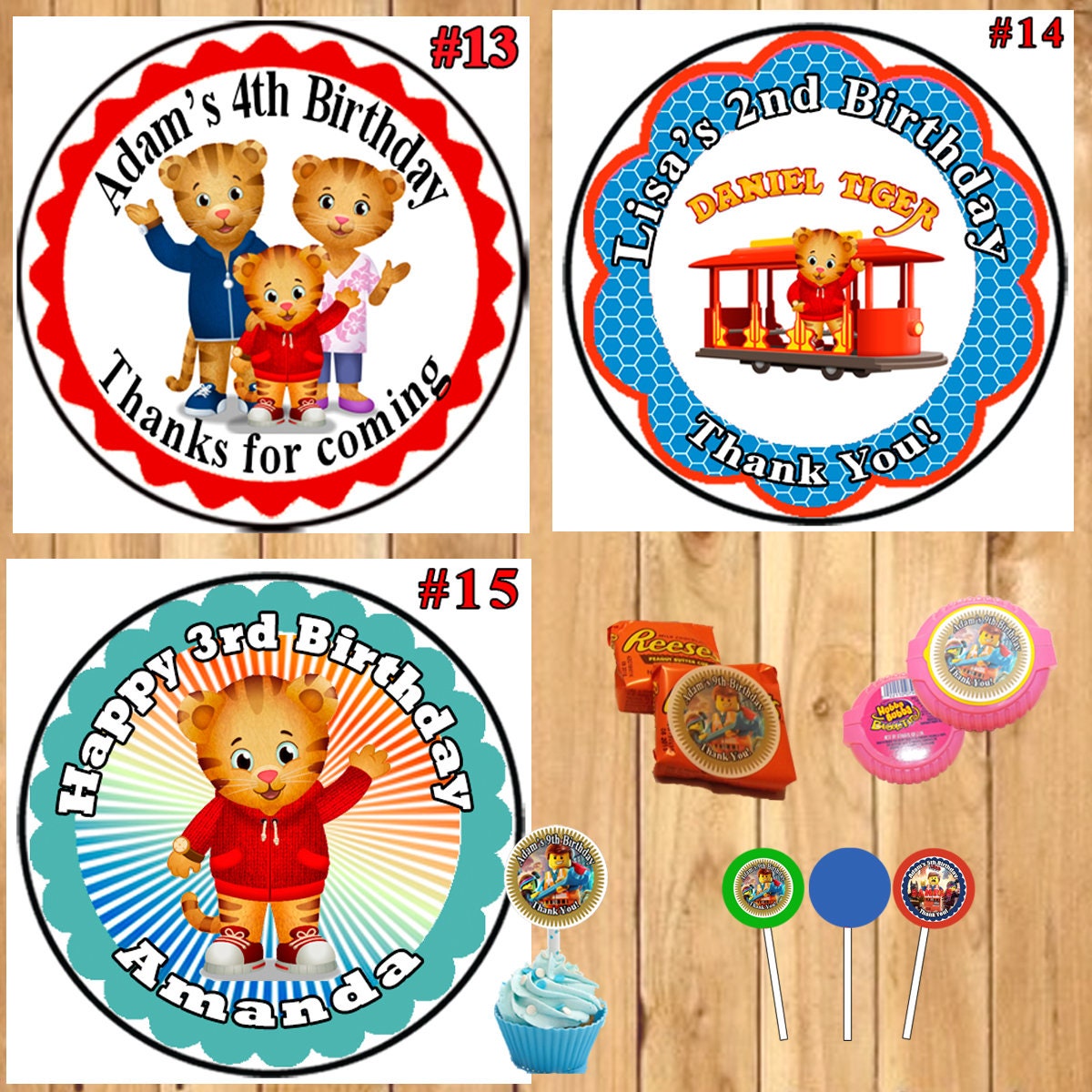 Daniel Tiger Printed Birthday Stickers Labels 1 Sheet Candy | Etsy