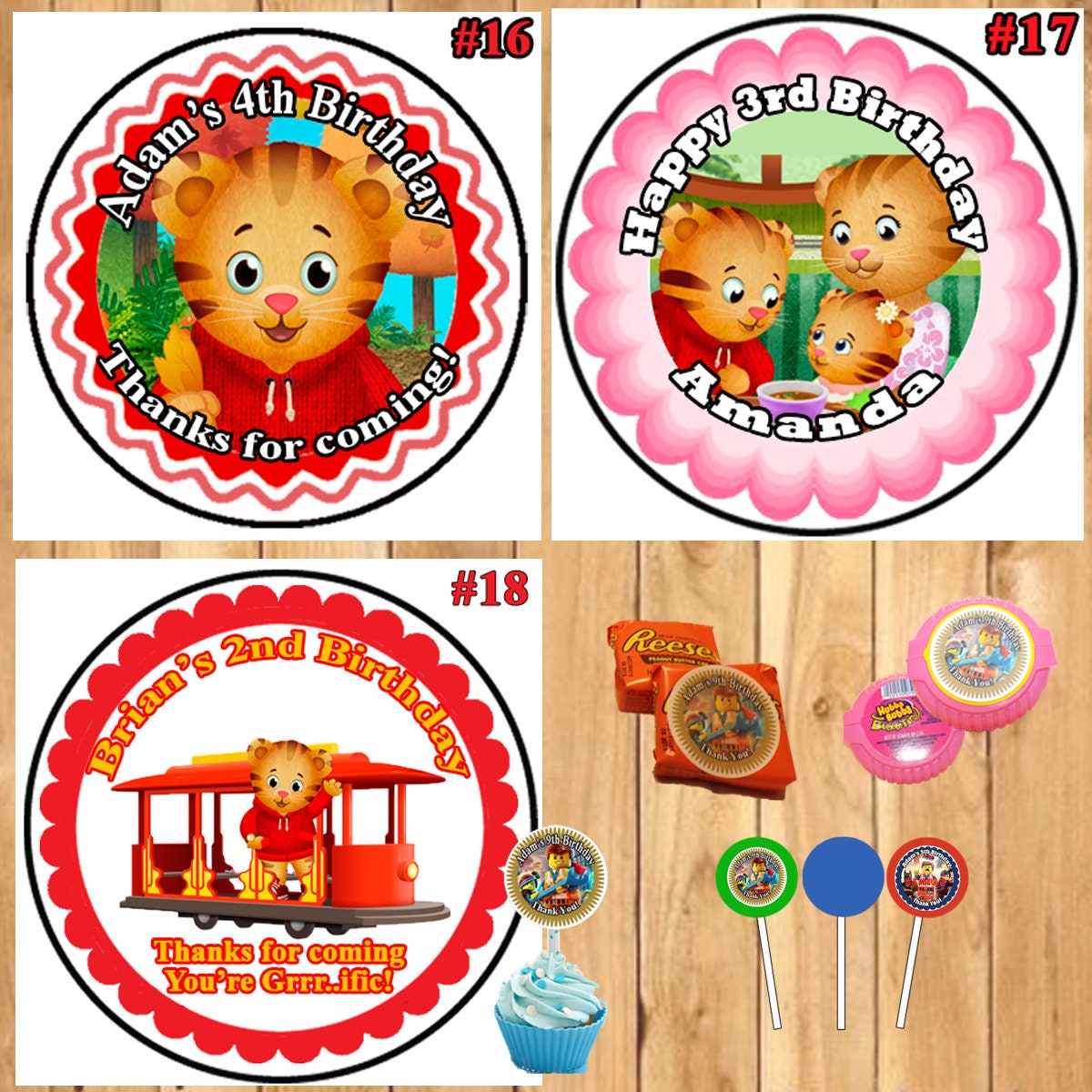 Daniel Tiger Printed Birthday Stickers Labels 1 Sheet Candy | Etsy