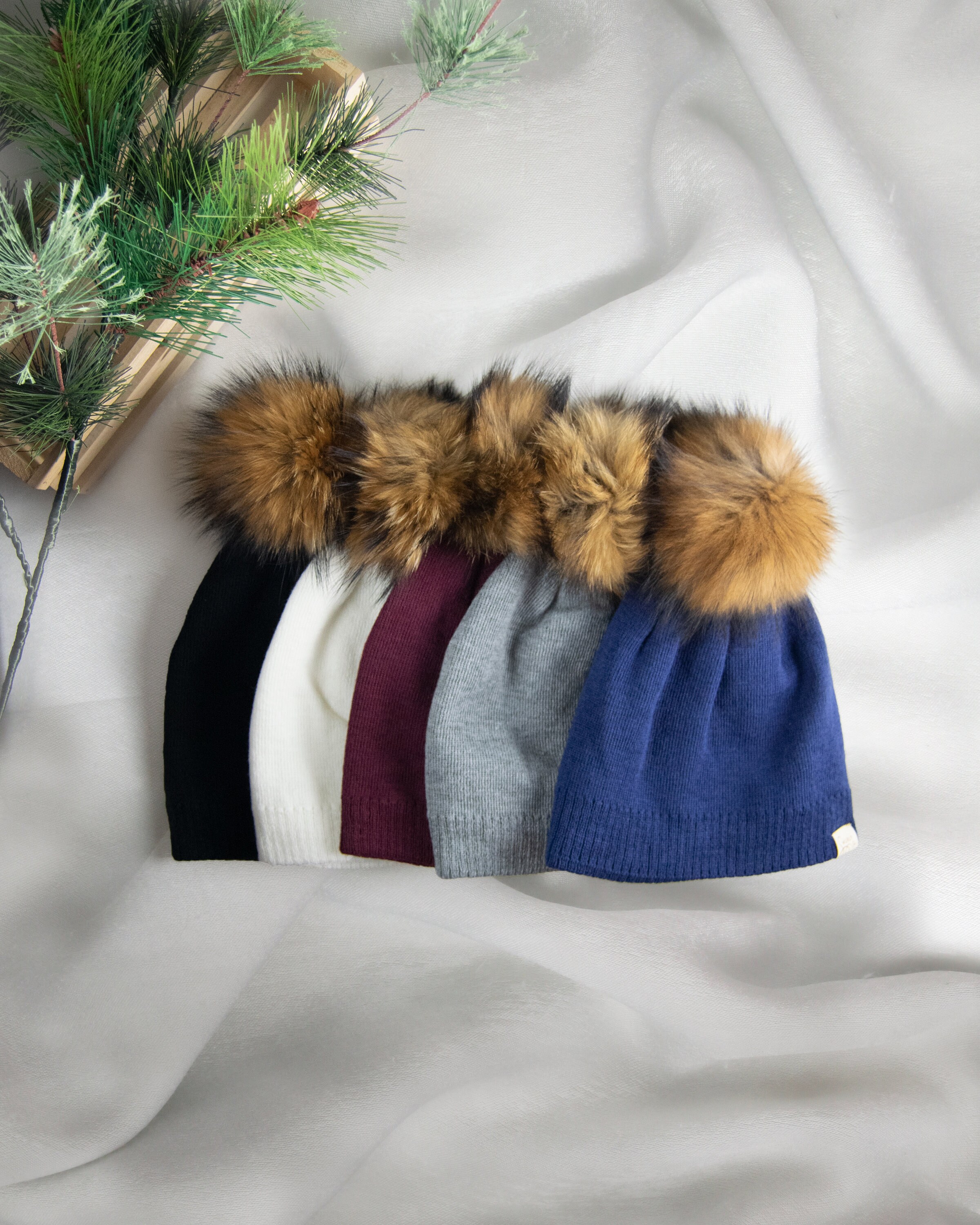 Silk Lined knit Beanies With Removable 