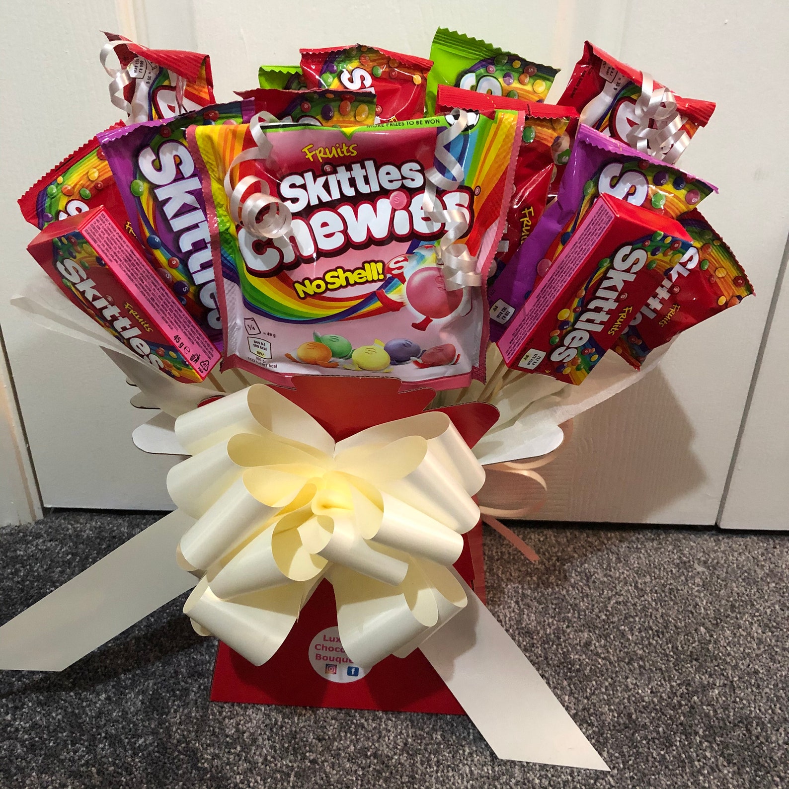 Skittles sweet bouquet can add a personalised message Etsy