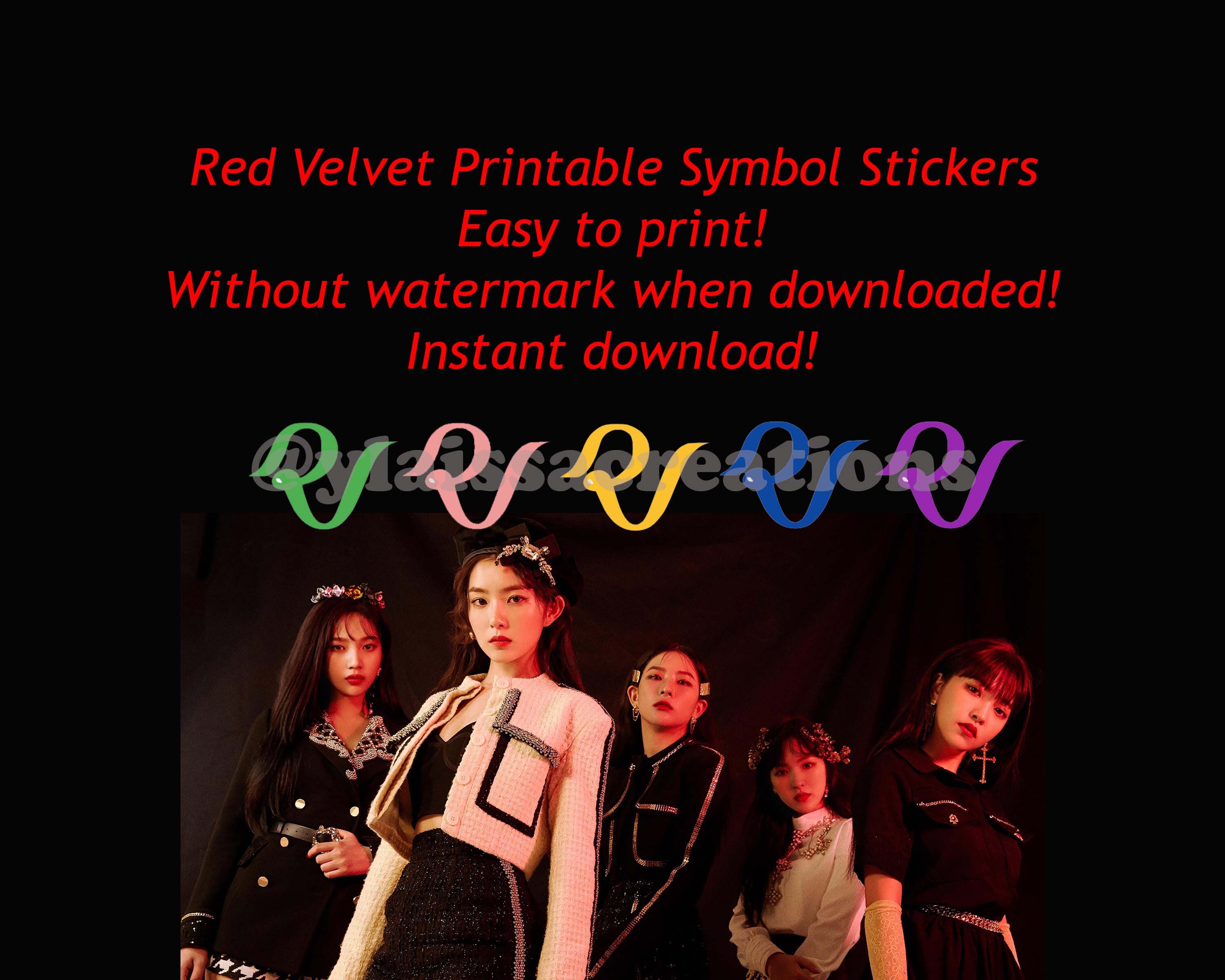 kpop red velvet printable stickers kpop sticker pdf or png etsy