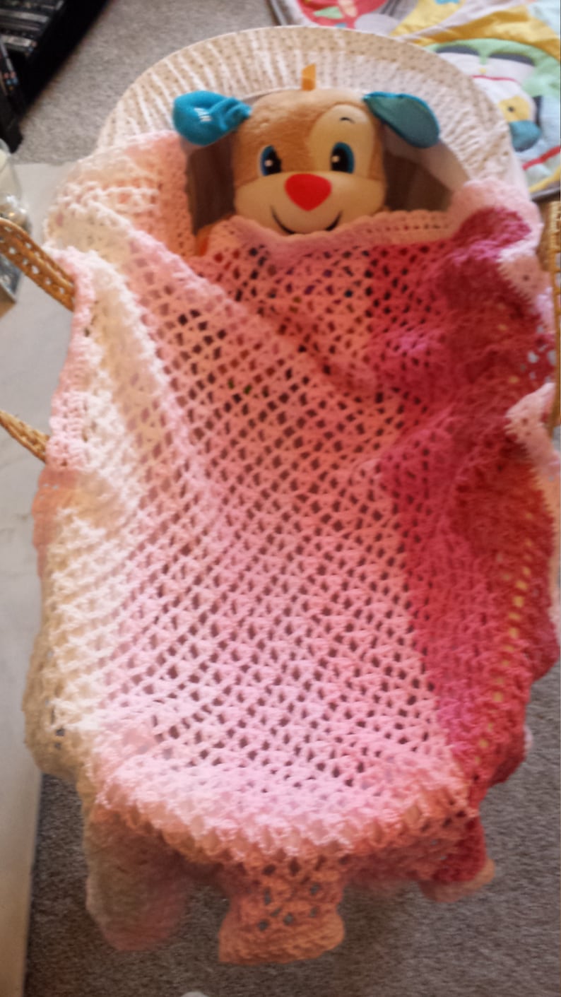car seat, Crochet baby blanket pram lacy blanket bassinet washable baby blanket easy care blanket baby shower gift pink ombre shawl
