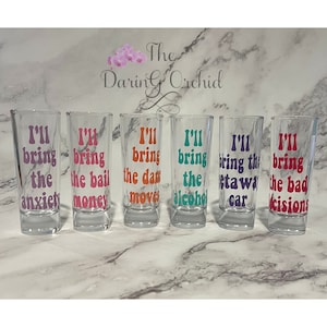 Cute shot glasses Girls night out shot glasses, bachelorette, girls trip, girls weekend 2oz. shooter