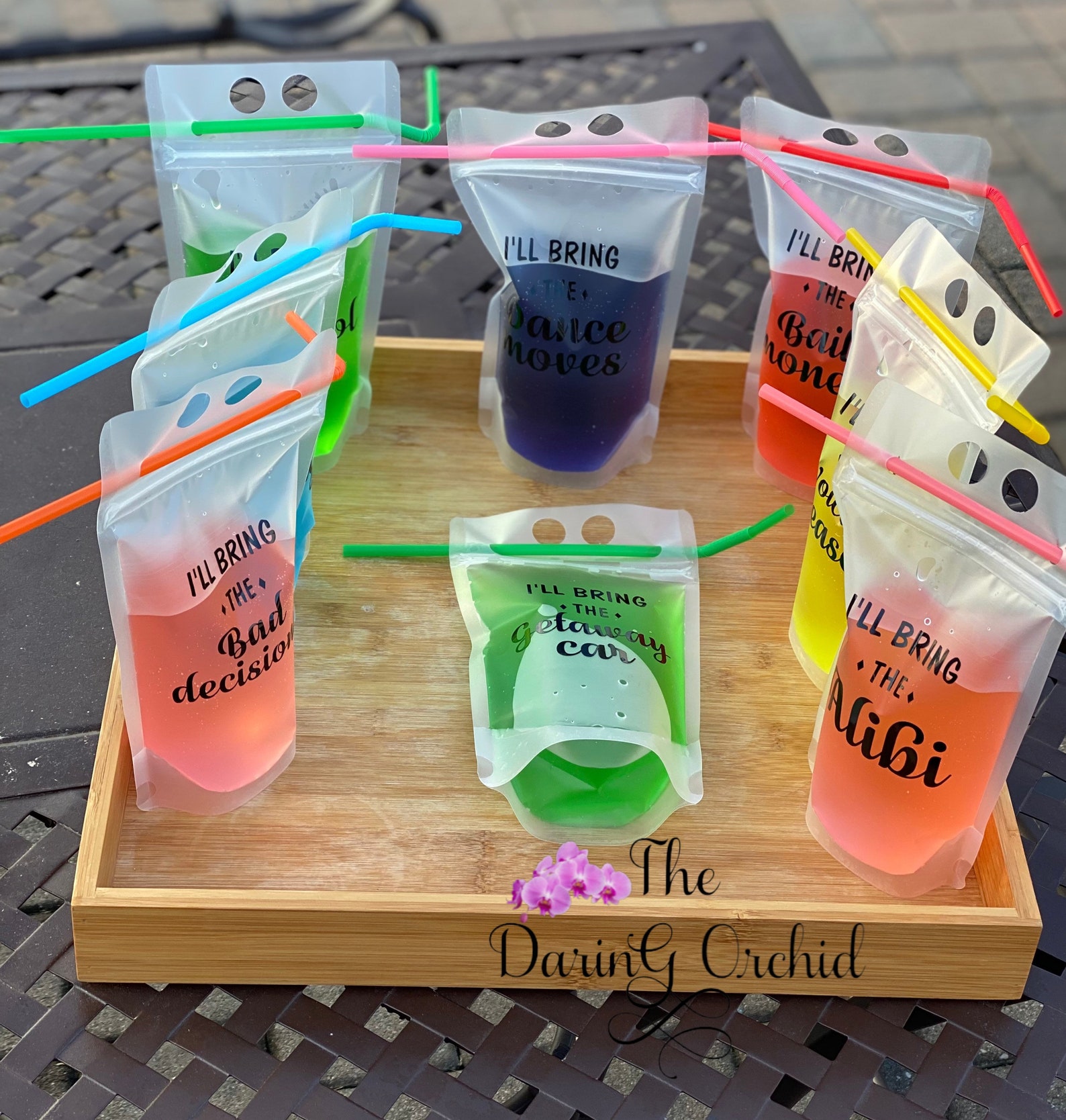 Set of 8 drink pouches booze bags adult beverage bags Etsy