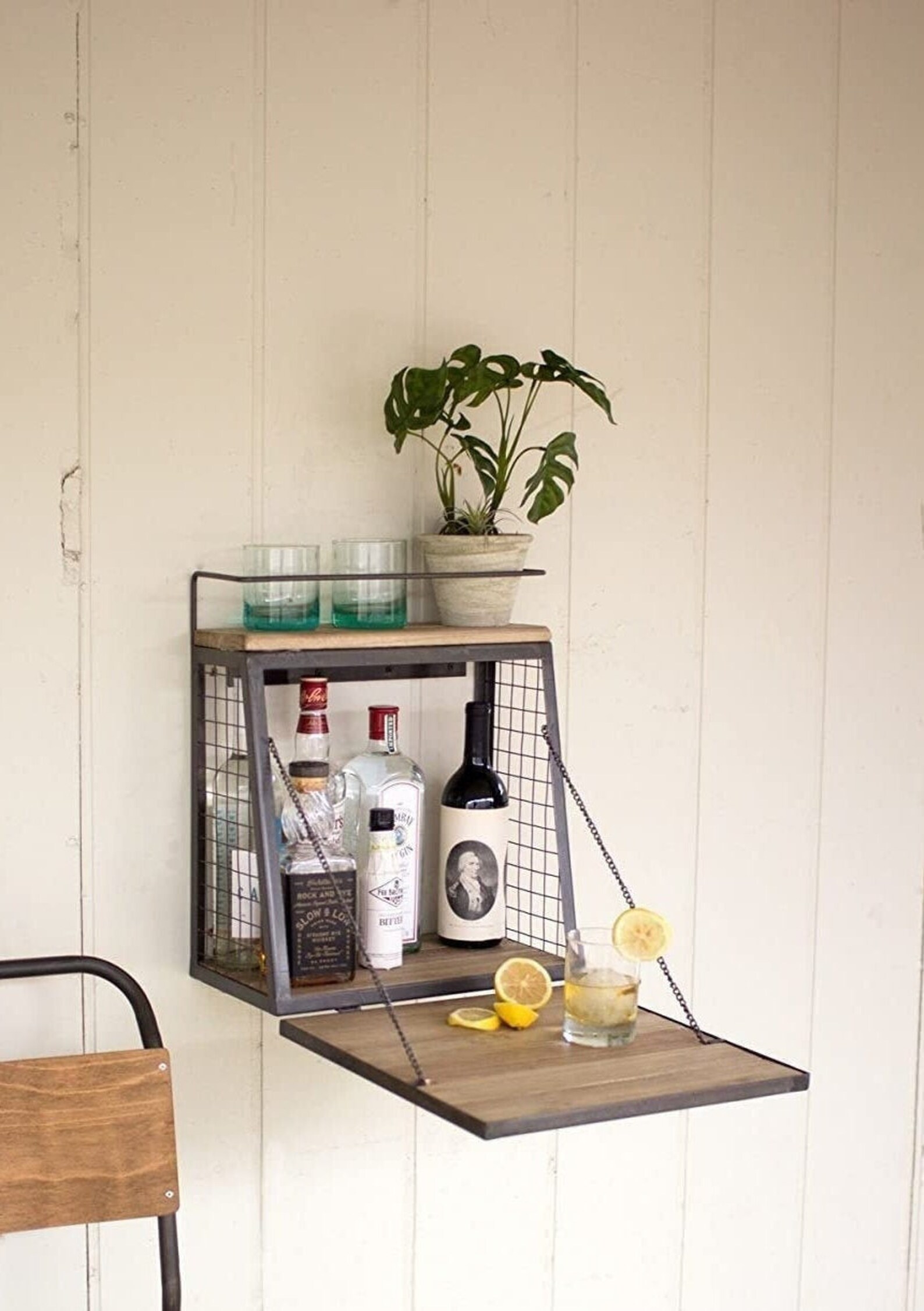 Industrial Wooden Wall Bar Liquor With Fold Etsy