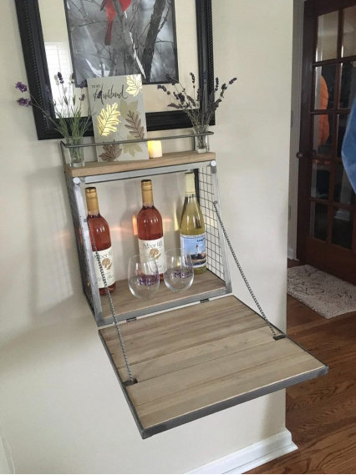 Industrial Wooden Wall Bar Liquor With Fold Etsy