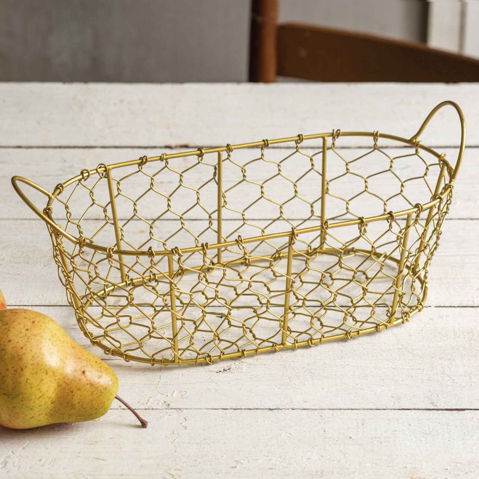 Classic Minimalist Oval Gold Basket With Handles Etsy