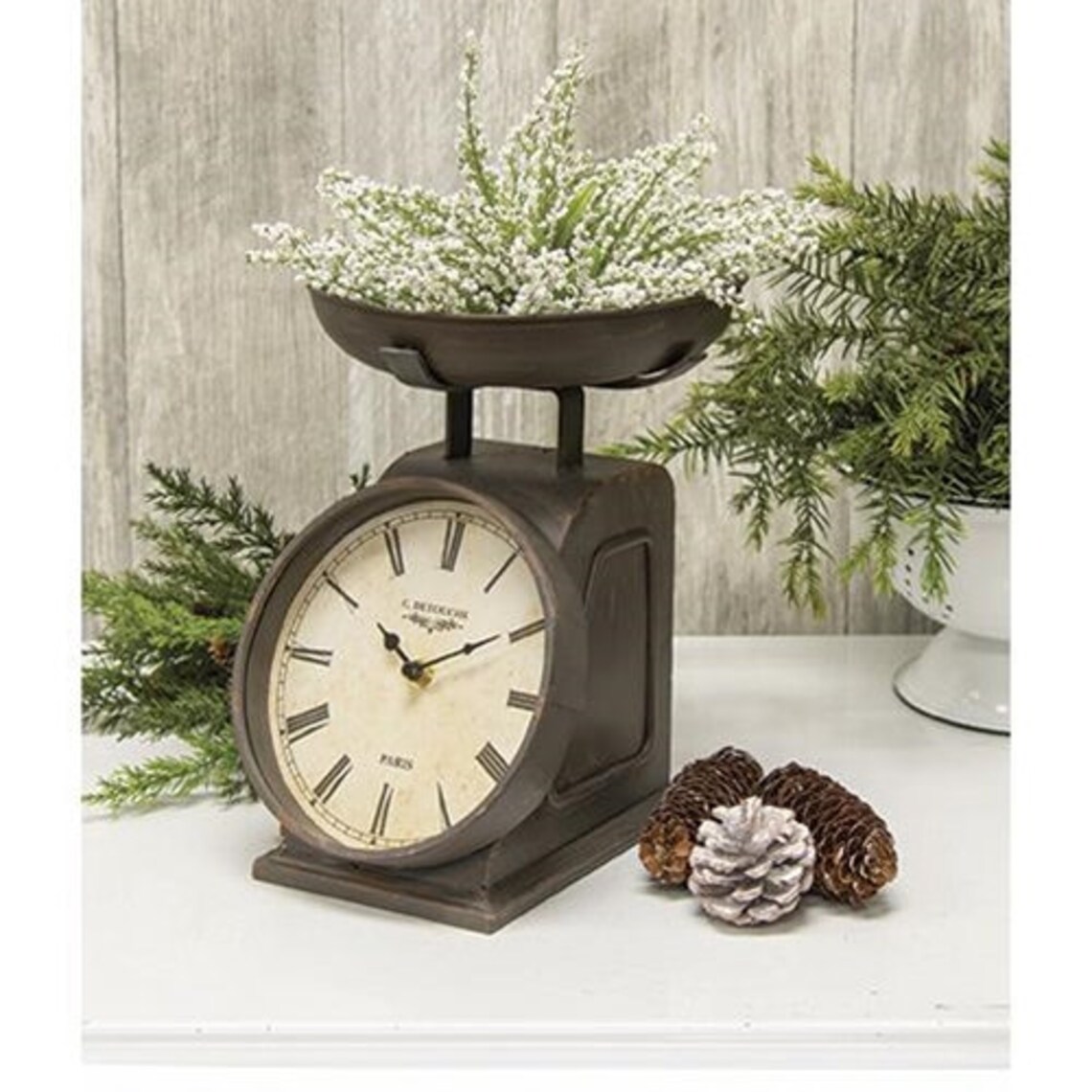 Vintage Style Small Kitchen Scale Clock Farmhouse Decor Mantel Etsy