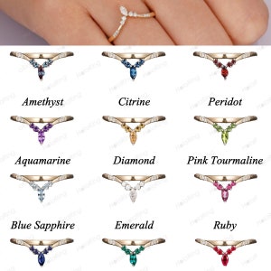 Birthstone Jewelry Personalized Jewelry Gifts for Mom Chevron Wedding Band Anniversary Ring Minimalist Jewelry Cluster Women Matching Ring