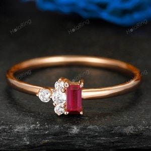 Robijn edelsteen ring sieraden cadeau voor haar stapel diamanten ring geboortesteen massief gouden jubileumcadeau sierlijke dagelijkse ring minimalistische robijn ring