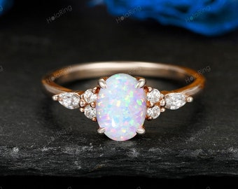 Natural Opal Ring 14k Solid Gold Ring October Birthstone Ring Stunning Oval Natural Opal Anniversary Ring Gift For Her Birthday Ring Gift