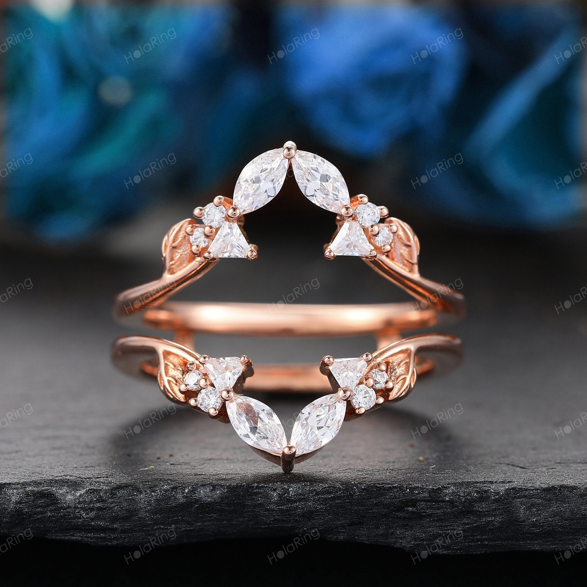 Art Deco Triangle Diamond Wedding Band Vintage 14k Rose Gold Ring ...