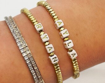 GOLD NAME BRACELET, custom initial bracelet, couples bracelets, adjustable bracelet, friendship bracelets, love bracelet, matching bracelets