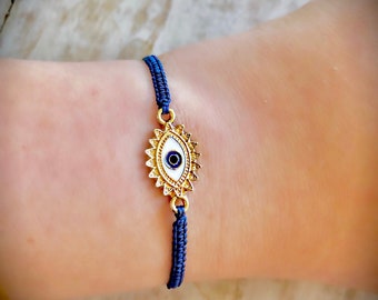 EVIL EYE BRACELET, friendship braided bracelet, handmade bracelet, evileye adjustable bracelet, protection bracelet, charm bracelet,