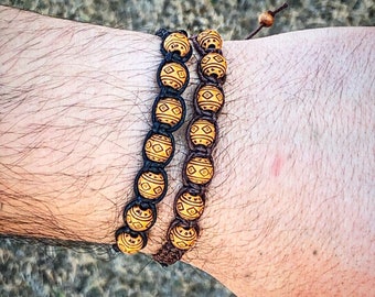 MENS WRAP BRACELET, adjustable string bracelet, couples bracelet, wood bracelet, mens gift, bracelet men, custom bracelet,