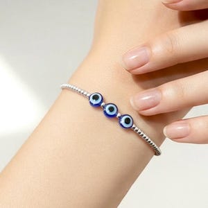 EVIL EYE BRACELET, gold beaded bracelet, chakra bracelet, silver stretch bracelet, Buddhist bracelet, friendship bracelet, wish bracelet
