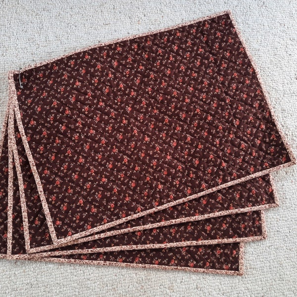 Quilted Placemats Brown Floral(Set of 4)