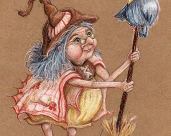 Card Witch "Filiberthe and Corbac" - postcard, greeting card