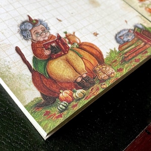 Mysigt hösthäxor pumpa anteckningsblock och bokmärkesset - Cozy Stationery
