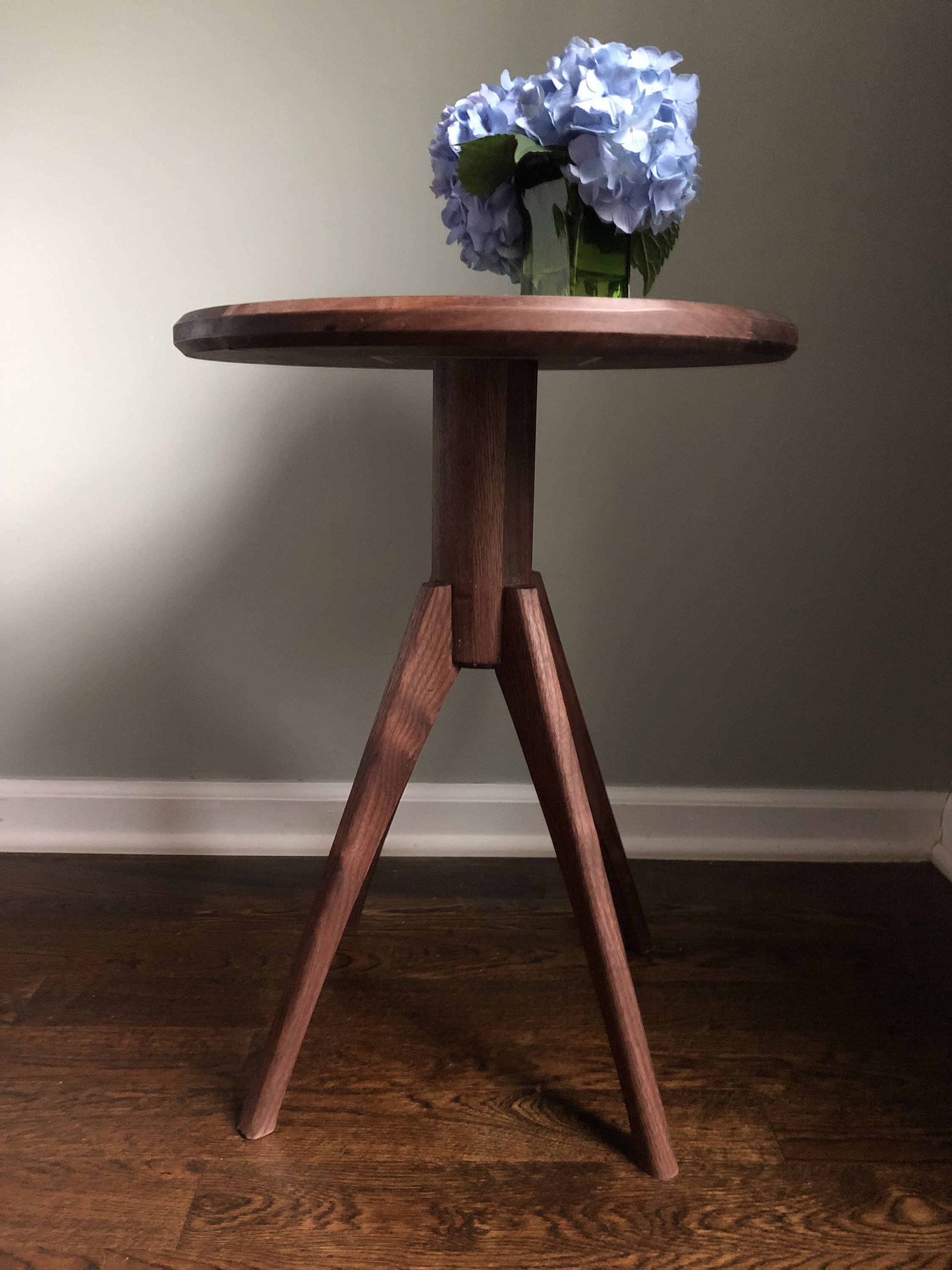Modern Walnut 17 Inch Round Side Table - Etsy
