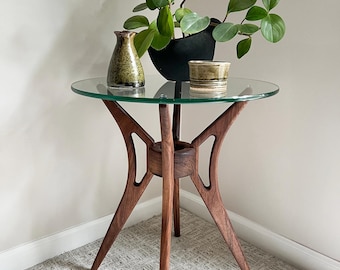 Mid Century Glass top Side Table