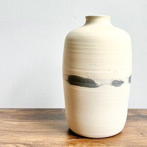 White and Blue Inlay Stoneware Ceramic Vase image 5