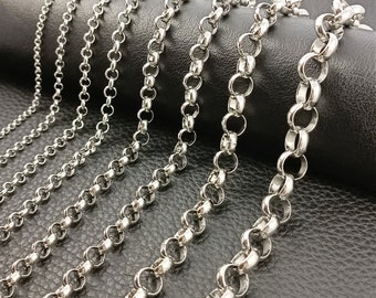 Collana Rolo con catena in acciaio inossidabile Argento Uomo Donna Gioielli di moda Larghezza 3 mm-12 mm Lunghezza 40 cm-100 cm