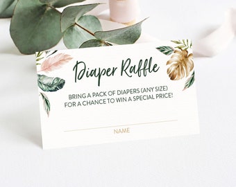 Shower Games Rustic Instant Download Baby Shower Addon Diaper Raffle Card Greenery Gold Greenery Baby Shower Diaper Raffle Ticket A6