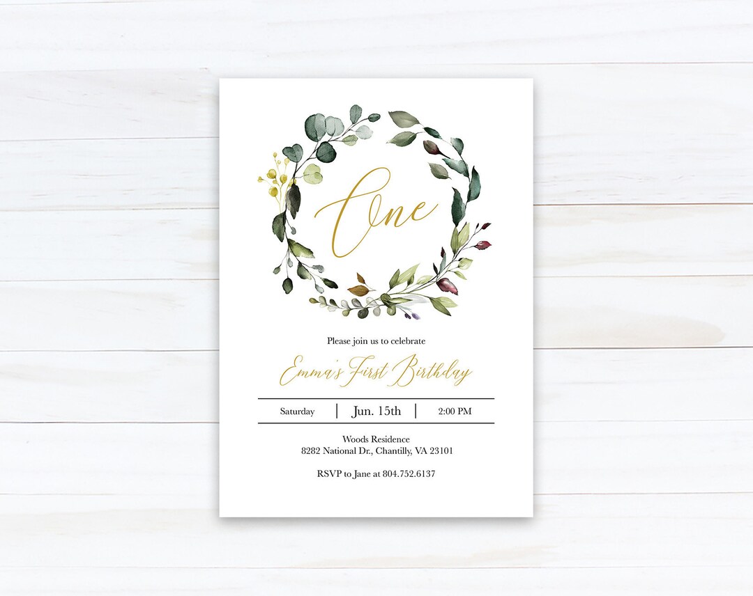 Baby First Birthday Party Invitation Template 1st Birthday Etsy