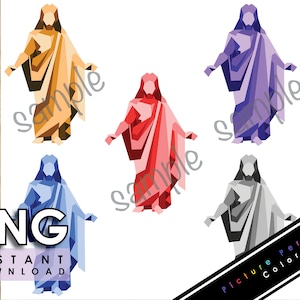 Christus Statue PNG Digital Stickers Jesus Christus Clip Art Bibel Christliche LDS Instant Download Blau Rot Grau Grau Sepia Braun