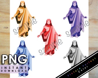 Christus Statue PNG Digital Stickers Jesus Christ Clip Art Bible Christian LDS Instant Download Blue Red Purple Grey Gray Sepia Brown