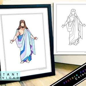 Jesus Christus Christus-Statue Geometrisches Neues Testament Bibel Evangelium LDS Färbung Malseite FHE Sonntag Primäre Aktivität Allgemeine Konferenz